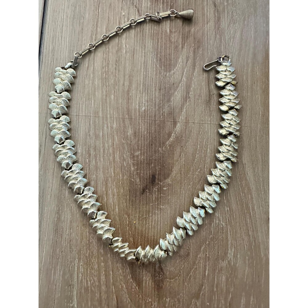 MCM Coro Leaf Link Necklace Signed 1960s